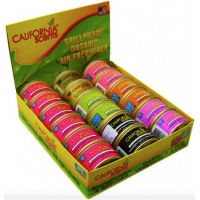 AROMATIZANTE SURTIDO EN LATA CALIFORNIA SCENTS 42G 18 PIEZAS
