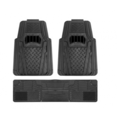 TAPETE VENUS 318 NEGRO CON CROMO CARBÓN 3PZ JUEGO