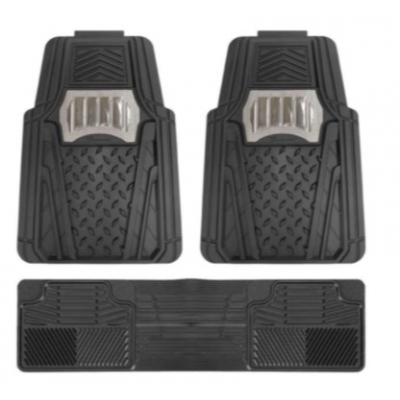 TAPETE VENUS 318 NEGRO CON CROMO PLATA 3PZ JUEGO